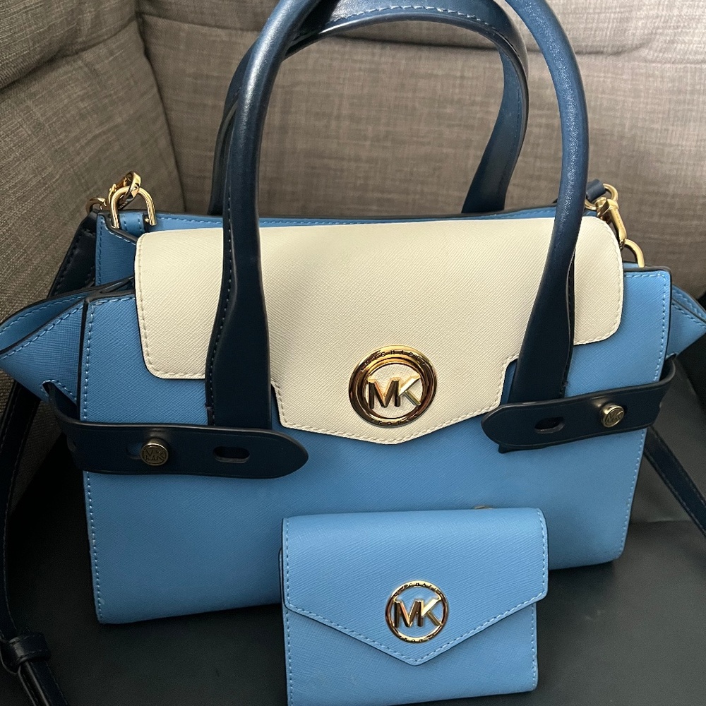 Michael Kors Small Carmen Satchel Handbag Bag & Matching Wallet Set
